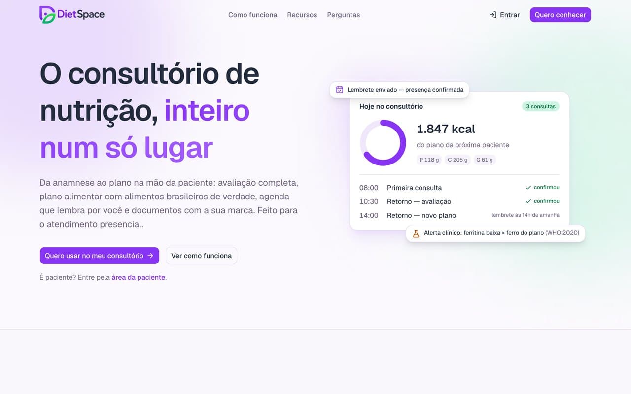 Tela do DietSpace no computador